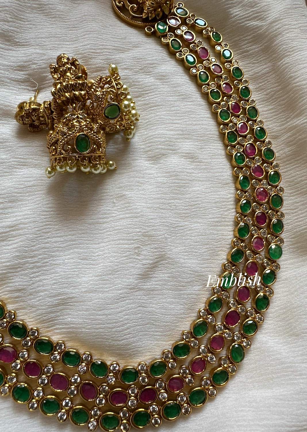 Kemp Triple layer Lakshmi motif neckpiece Kemp Triple layer Lakshmi motif neckpiece